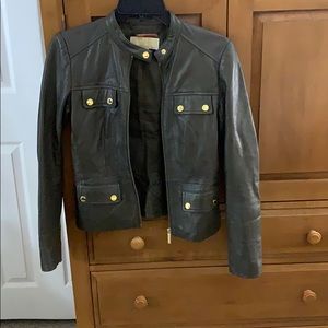 Michael Kors Olive Green Leather Jacket